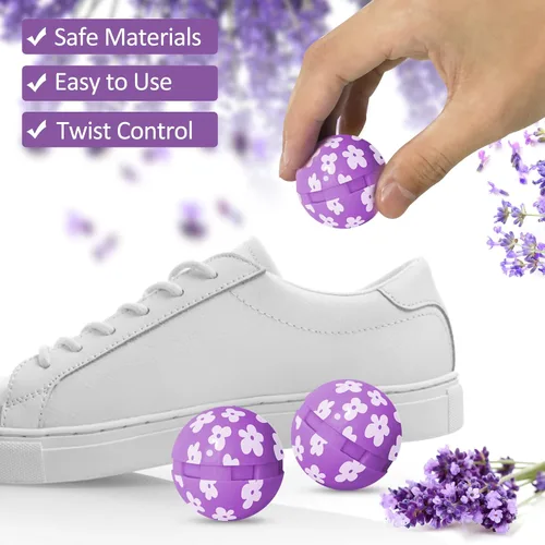 Miniatura 4 de Scent-Hi - Pelotas desodorantes para tenis de lavanda, paquete de 6 unidades, aroma natural, ambientador de zapatos, bolas giratorias, eliminador