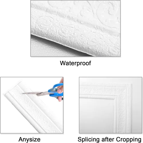 Miniatura 5 de TaoBary Moldura de espuma flexible autoadhesiva con borde 3D, líneas decorativas de pared adhesivas para despegar y pegar, para el hogar, oficina