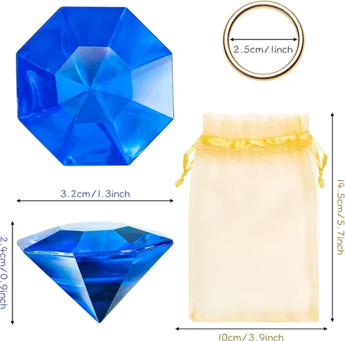 Miniatura 2 de PANTIDE Juego de 35 anillos redondos de aleación de oro con diamantes acrílicos para erizo azul, esmeraldas del caos, suministros de recuerdo
