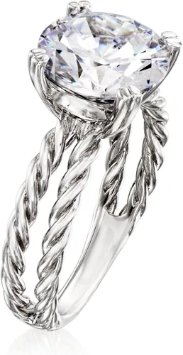 Miniatura 3 de Ross-Simons Anillo de vástago dividido con circonita cúbica de 3.50 quilates en plata de ley