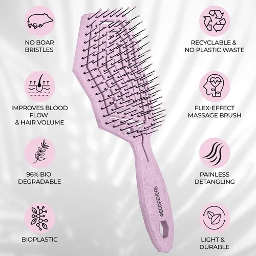 Miniatura 4 de Cepillo desenredante para mujeres, hombres y niños, cepillo antiestático ventilado con 360 Flex que elimina suavemente los nudos, uso seco y húmedo