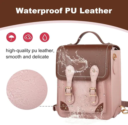 Miniatura 5 de Cwatcun Bolsa para cámara para mujer, funda cruzada para cámara retro, mochila impermeable de piel sintética vintage, bolso ligero para cámara