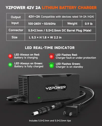 Miniatura 9 de Cargador de 42V 2A para scooter eléctrico Gotrax, compatible con GXL V2 G4 Apex XR Elite, compatible con Hiboy S2 S2 Pro KS4, Hover-1 Journey