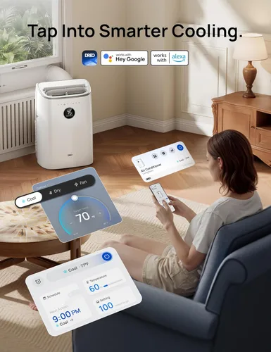 Miniatura 8 de Dreo - Aire acondicionado portátil, 8000 BTU ASHRAE (5000 BTU DOE) Unidad inteligente de aire acondicionado para dormitorio con enfriamiento sin