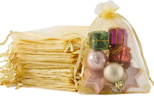 Miniatura 10 de Meowoo 100 bolsas de organza, bolsas de malla pequeñas de 3 x 4 pulgadas con cordón, bolsas de regalo de malla con cordón para joyas, dulces