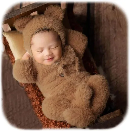 2 piezas de accesorios de fotografía para recién nacidos, trajes de fotos para niños, sesiones de fotos de bebé, disfraz de niña con sombrero de oso