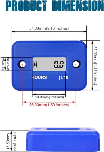 Miniatura 7 de Runleader Medidor de horas digital LCD impermeable para motor pequeño, seguimiento de intervalos de cambio de aceite, generador, cortacésped, fuera