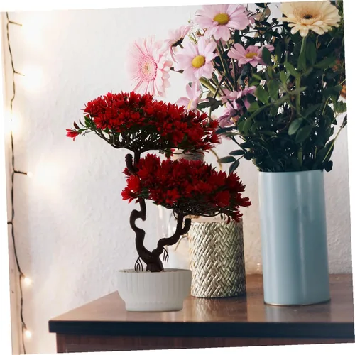 Miniatura 5 de Yardwe Plantas artificiales, árbol de pino bonsái, planta sintética en maceta, arreglos florales decorativos, decoración de Feng Shui, centros