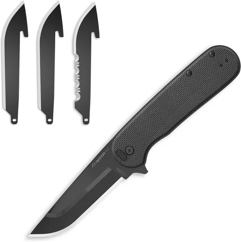OUTDOOR EDGE RAZOR VX3 ONYX PRO - Cuchillo de apertura manual con hoja reemplazable EDC cuchillo de bolsillo plegable - Hoja de 3 pulgadas, Onyx Pro