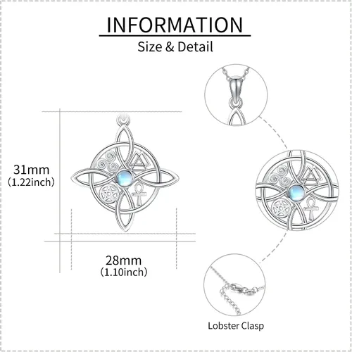 Miniatura 9 de YAFEINI Collar con dije de nudo de bruja de plata de ley, amuleto de bruja de cruz celta, regalo para mujer