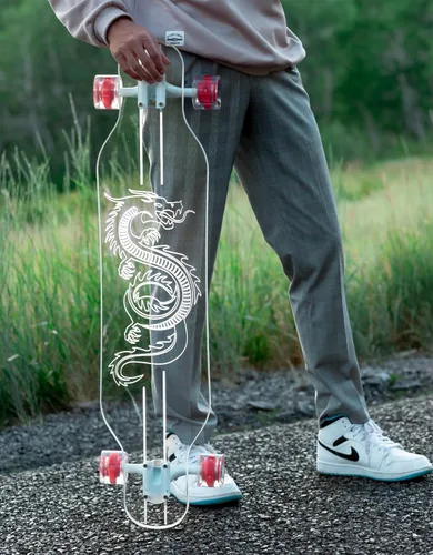 Miniatura 15 de GHOST BOARDS Clear Longboard Skateboard - Transparent Acrylic Long Boards with Light-Up LED Wheels for Smooth Rides - Ride The Streets in Style with
