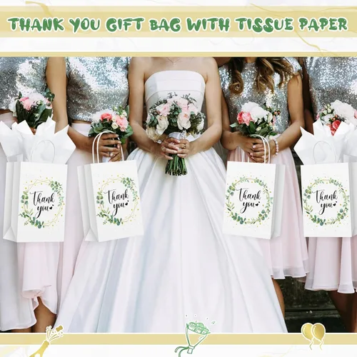 Miniatura 6 de Tinlade 30 bolsas de regalo de agradecimiento con papel de seda dorado con asa para graduación, negocios, compras, boda, ducha, regalos de fiesta
