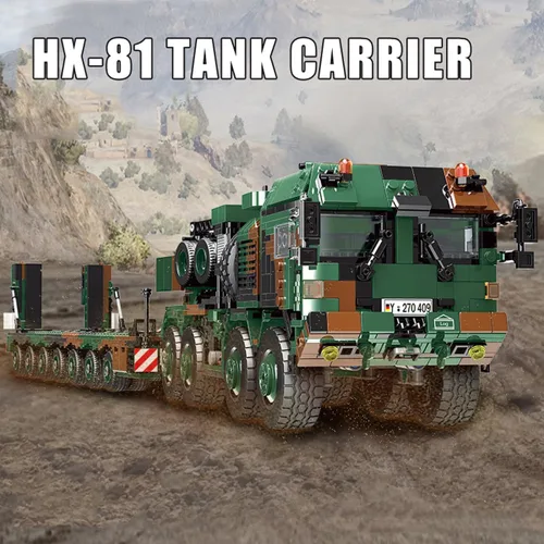Miniatura 3 de Alemania HX-81 Heavy Transporter Juguetes de construcción WW2 Juguetes Transporte Tanque Camión Bloque de Construcción Ladrillos Regalos para Adultos