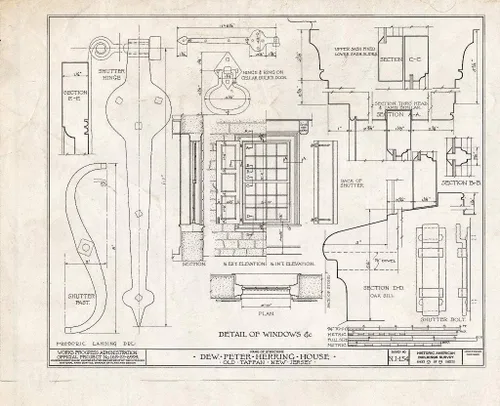 Historic Pictoric : Blueprint HABS NJ,2-TAPO,1- (Sheet 9 of 9) - Dewerk Peter Herring House, 166 Pearl River Road, Old Tappan, Bergen County, NJ
