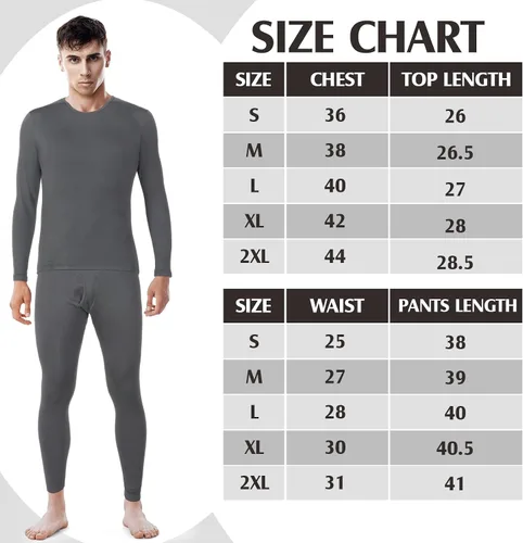 Miniatura 6 de Patelai 3 conjuntos de ropa interior térmica para hombre, capa base larga con forro polar para invierno clima frío
