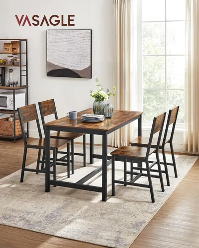 Miniatura 3 de VASAGLE Juego de 6 sillas de comedor, sillas de cocina de madera con estructura de acero, fácil de montar, asiento cómodo, silla moderna