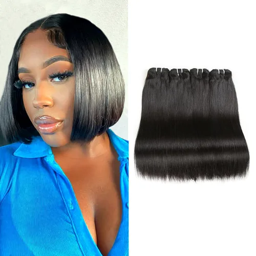 Miniatura 27 de Liang Dian Paquetes de cabello humano corto de 8 pulgadas color natural 4 paquetes 12A cabello virgen brasileño 100% cabello humano liso sin