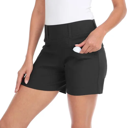 Miniatura 4 de LRD Pantalones cortos de golf para mujer, entrepierna de 5 pulgadas, de secado rápido, elásticos, con bolsillos