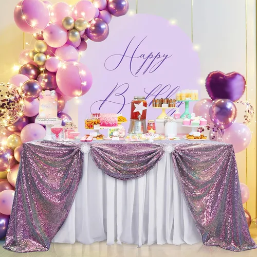 Miniatura 8 de B-COOL Mantel de lentejuelas de 60 x 102 pulgadas, mantel de cumpleaños rectangular azul bebé, brillante, duradero, boda, fiesta, restaurante