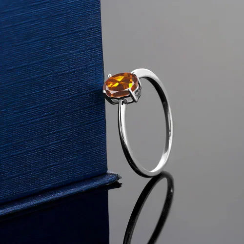 Miniatura 33 de Gem Stone King Anillo de compromiso solitario con piedra preciosa de oro blanco de 10 quilates, ovalado, 0.27 x 0.19 pulgadas, anillo de promesa