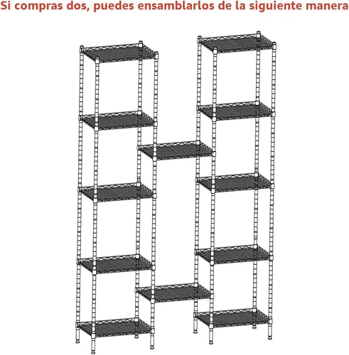 Miniatura 5 de REGILLER Estantería de Alambre de Acero de 6 Niveles, Unidad de Almacenamiento con Estantes Ajustables para Lavandería, Baño, Cocina, Despensa