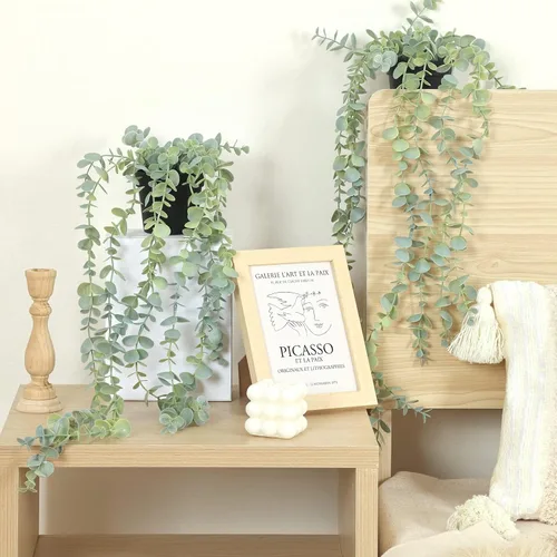 Miniatura 6 de COCOBOO 3 piezas de Plantas Colgantes Falsas, Plantas Artificiales Colgantes Falsas en Maceta de Eucalipto para Pared, Habitación, Hogar, Patio