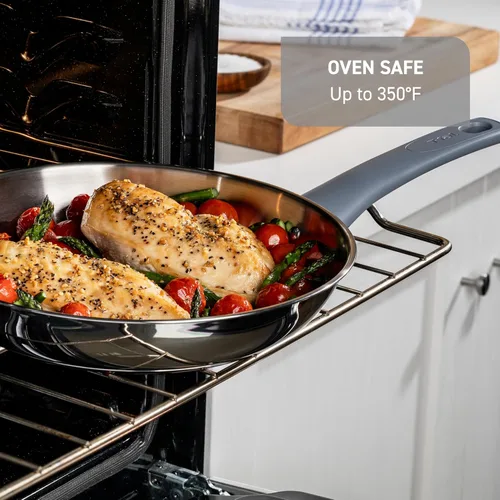 Miniatura 8 de Conjunto de utensilios de cocina T-Fal Essentials de acero inoxidable, 12 piezas, compatible con inducción, apto para horno a 350F, juego de cocina