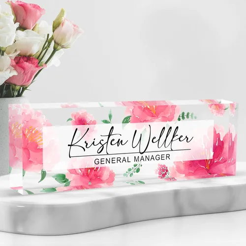 Miniatura 15 de Placa de nombre personalizada para escritorio, placa de nombre de escritorio de acrílico personalizada, regalos de agradecimiento a los empleados