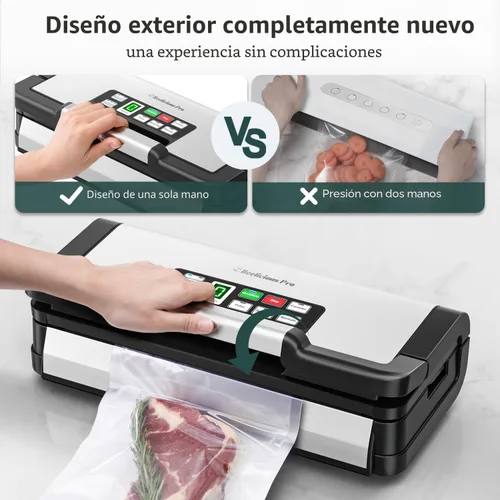 Miniatura 9 de Máquina selladora al vacío de 95 kPa con tecnología AquaLock, para sellos húmedos, sellado 2X y 130 W, sellador de alimentos completamente