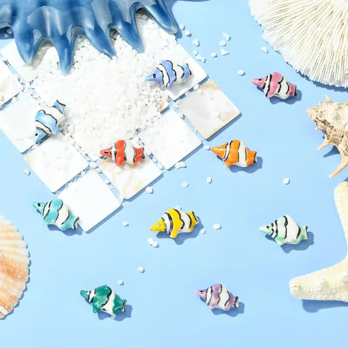 Miniatura 5 de LiQunSweet 10 pcs 10 Colors Handmade Ceramic Porcelain Fish Beads Ocean Animals Spacer Beads for DIY Jewelry Bracelet Necklace Earring Crafts Bag