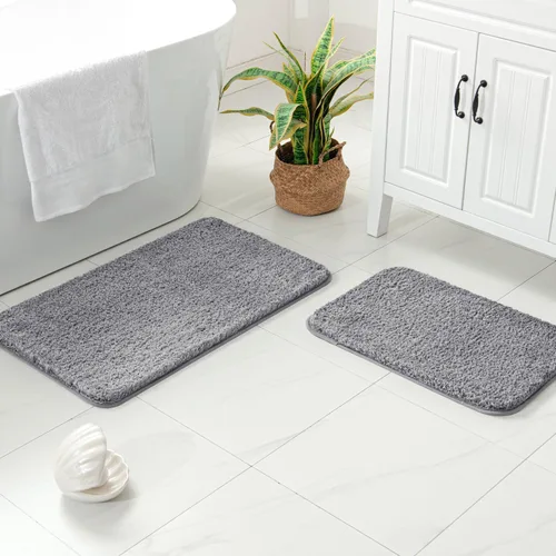 Miniatura 70 de MIULEE Juego de 2 alfombras de baño antideslizantes peludas extra gruesas y suaves, alfombrillas de baño de microfibra suave absorbente de agua