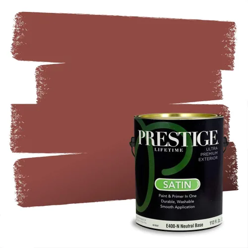 Miniatura 455 de Prestige Paints Pintura exterior e imprimación en uno, 1 galón, plano, coincidencia comparable de Valspar* Amber Rose*