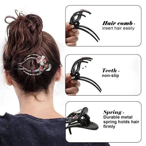 Miniatura 5 de Pinzas de pelo planas French Concord - 6 piezas, pinzas de pelo curvas sin deslizamiento, pinzas de agarre para volumen, pinzas de pelo para mujeres