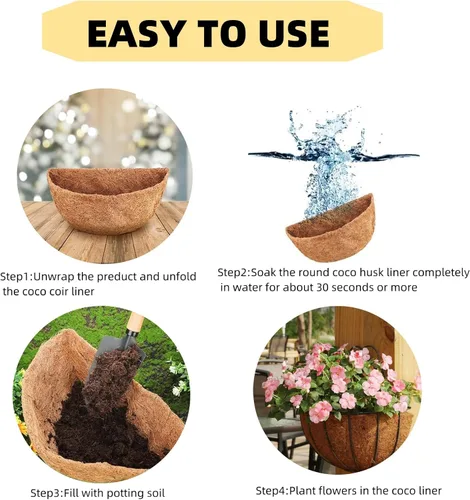 Miniatura 4 de Forros semicirculares de fibra de coco, 1 paquete de revestimientos de coco para cesta colgante, forro de coco de 10 pulgadas, transpirable