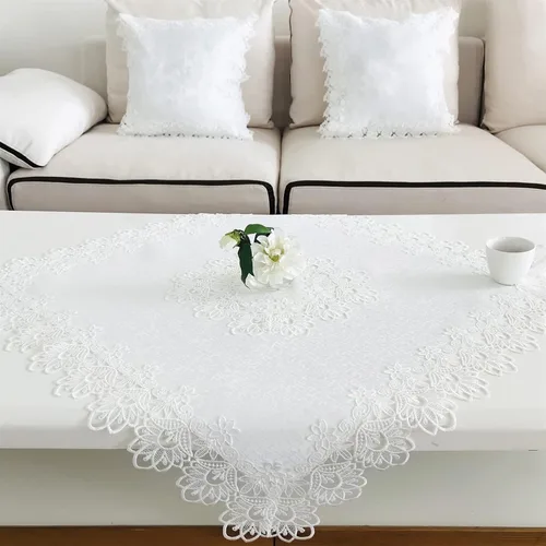 Miniatura 15 de Mantel de encaje para mesas de comedor redondas de 70 pulgadas, diseño de peonías blancas, vintage, para fiestas, bodas, tela lavable para banquetes