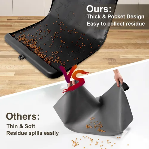 Miniatura 5 de Tapete para Comida de Perro - Tapete de Silicona para Perros para Comida y Agua - 36" x 24" Tapetes Grandes de Alimentación para Mascotas con Negro