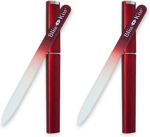 Miniatura 10 de Lima de uñas con punta de cristal, de Bliss Kiss, S, Rojo