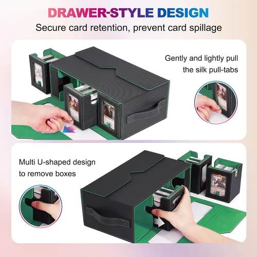 Miniatura 5 de UAONO Commander Deck Box para MTG, Estuche Modular de Cartas de 6 Mazos con Bandeja para Dados que Contiene más de 600 Cartas con Doble Funda, Caja