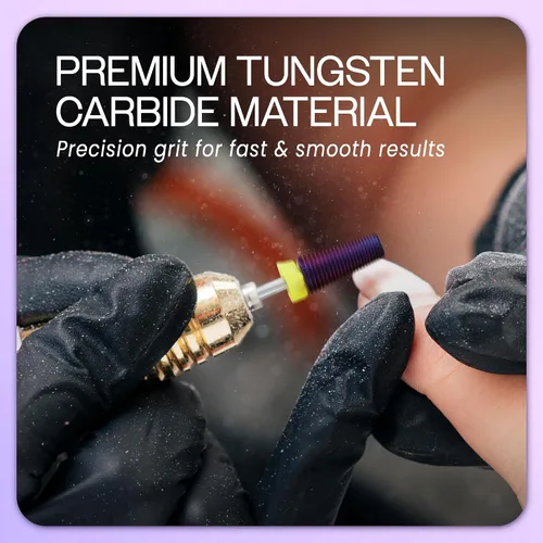 Miniatura 4 de PANA Broca de carburo de uñas 5 en 1 con vástago de 3/32 pulgadas - (grueso triple - grano extra fino, púrpura) - rotación bidireccional para uso