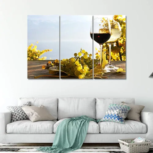 Miniatura 40 de Obra de arte para paredes del hogar, 3 paneles de letras de vino tinto, pinturas de corcho, impresiones HD, arte de pared de corcho de vino sobre