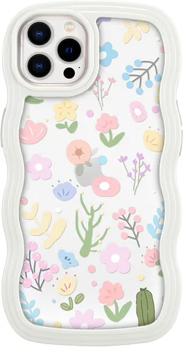 Miniatura 17 de ZCDAYE Funda compatible con iPhone 11, diseño floral estético, bonita funda rizada y ondulada para mujeres y niñas, funda de TPU suave a prueba