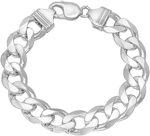 Verona Jewelers - Pulsera de plata esterlina italiana con eslabones cubanos para hombre, 7.5 mm, 8 mm, 9.2 mm, 11 mm, 15 mm, plata esterlina 925,