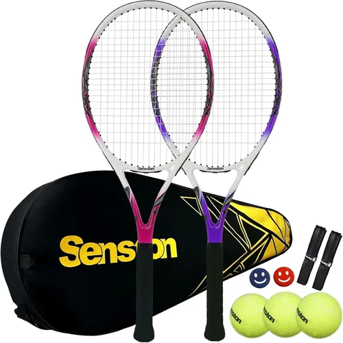 Miniatura 8 de Raquetas de tenis Senston para adultos de 27 pulgadas - Juego de raquetas de tenis para 2 jugadores con 3 pelotas, 2 empuñaduras, 2 amortiguadores