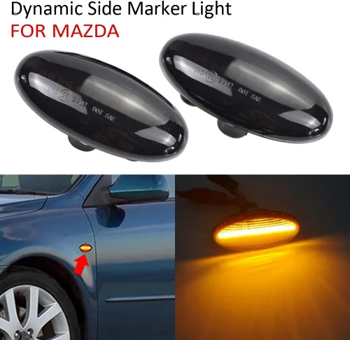 Miniatura 7 de Para-Mazda 2 para Mazda 3 5 6 BT-50 MPV 2 piezas LED dinámica señal de giro lateral luz intermitente secuencial luz intermitente (amarillo)