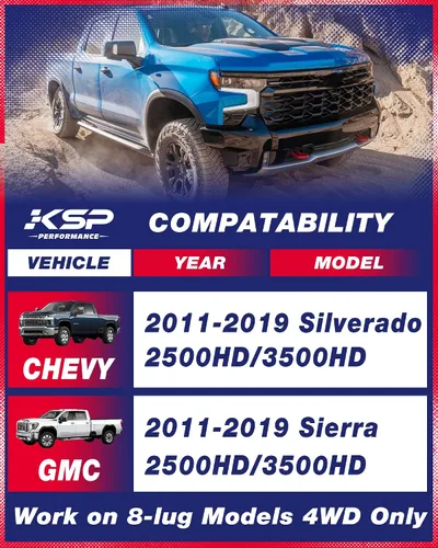 Miniatura 2 de KSP Extensores de Amortiguadores Delanteros para Camiones de Servicio Pesado de 8 Tuercas, Kit de Extensión de Amortiguadores de 1"-3" para Chevy