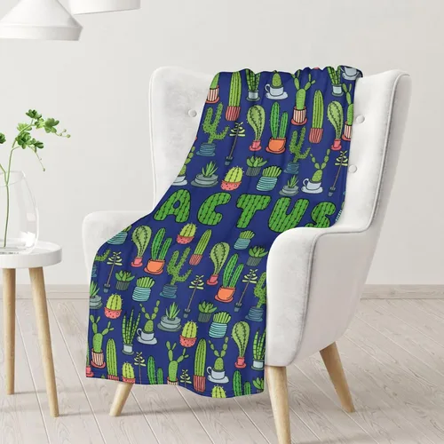 Miniatura 2 de Manta de cactus – Suave, mullida y cálida – Manta pequeña de 30 x 40 pulgadas para regazo y cuna, manta estética azul oscuro, regalo