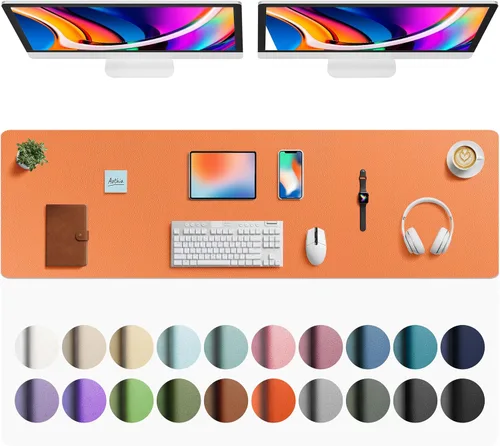 Miniatura 52 de Aothia - Protector de escritorio de cuero sintético, base para mouse, superficie antideslizante e impermeable para escribir y para laptop