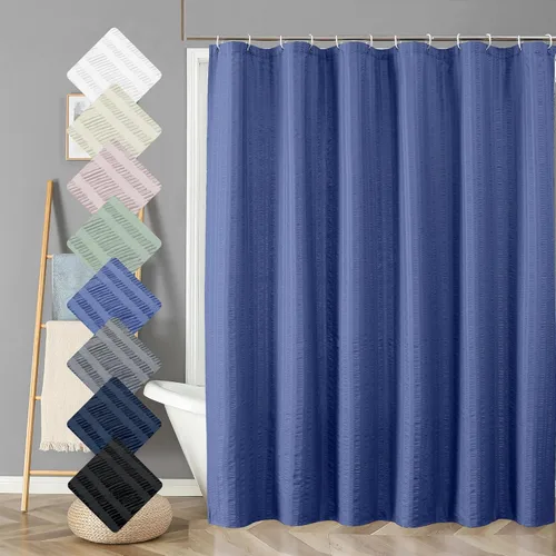 Miniatura 41 de Aiyufeng Moga - Cortina de ducha verde salvia, cortinas de ducha texturizadas en relieve 3D para baño, cortina de baño de tela de poliéster de lujo