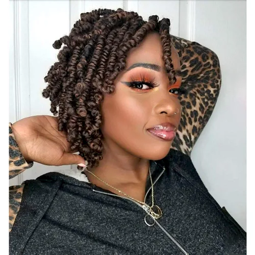 Miniatura 19 de TOYOTRESS Cabello Bob Spring Twist – 6 pulgadas, 8 paquetes de cabello pretrenzado para niños, trenzas de ganchillo con resorte, extensiones de 1b