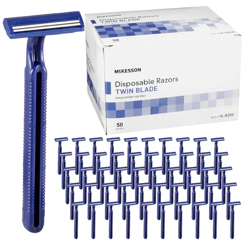 McKesson Maquinillas de afeitar desechables [50 unidades] - Maquinillas de afeitar a granel de doble hoja para hombres y mujeres, acero inoxidable,